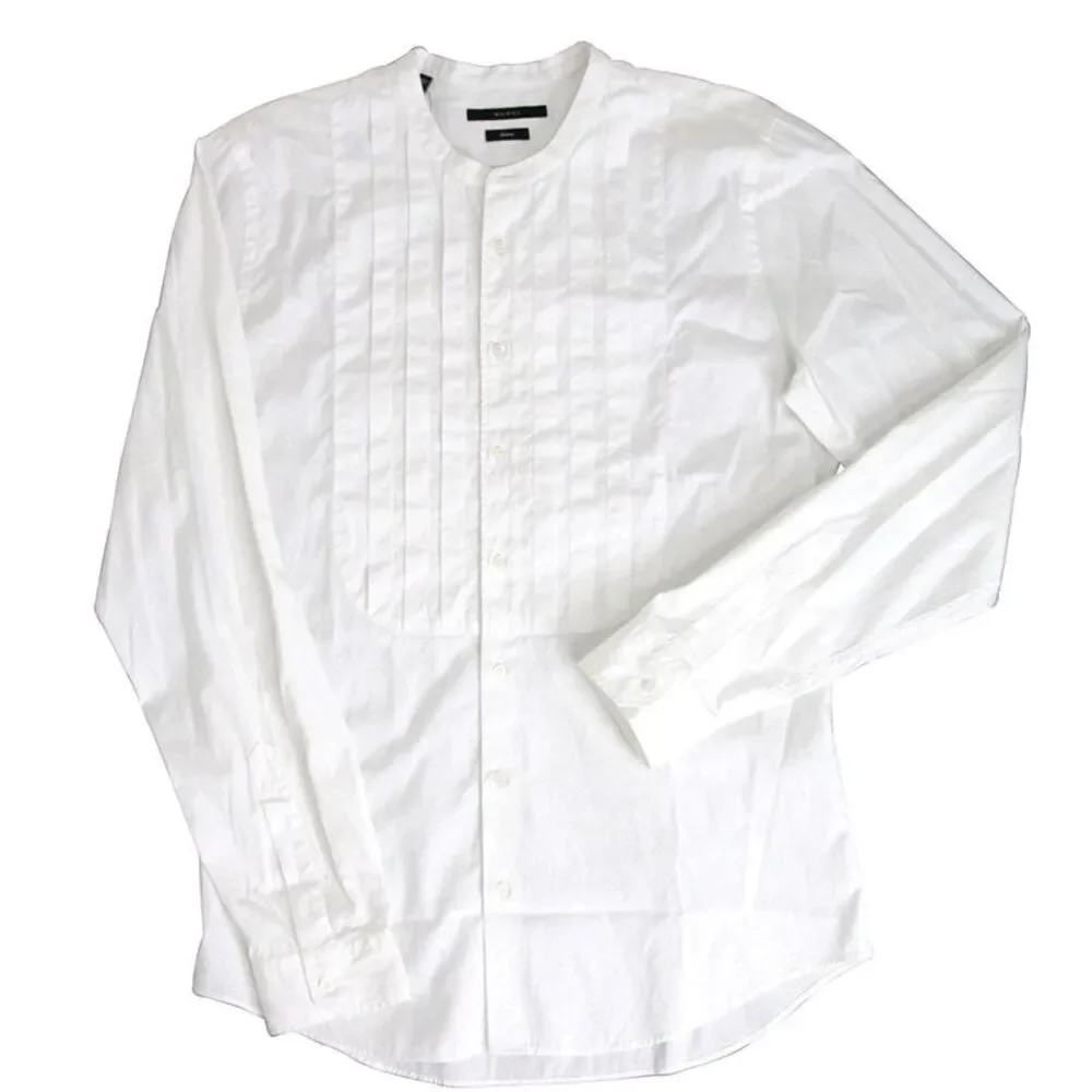 Gucci Men's White Cotton Banded Skinny Shirt